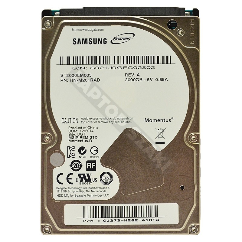 Samsung ST2000LM003 2TB SATA 2 5 használt laptop winchester