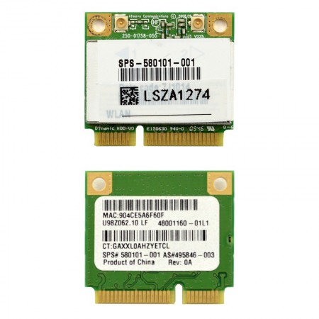580101-001, AR9285 használt 802.11 b/g/n mini PCI-E wifi kártya